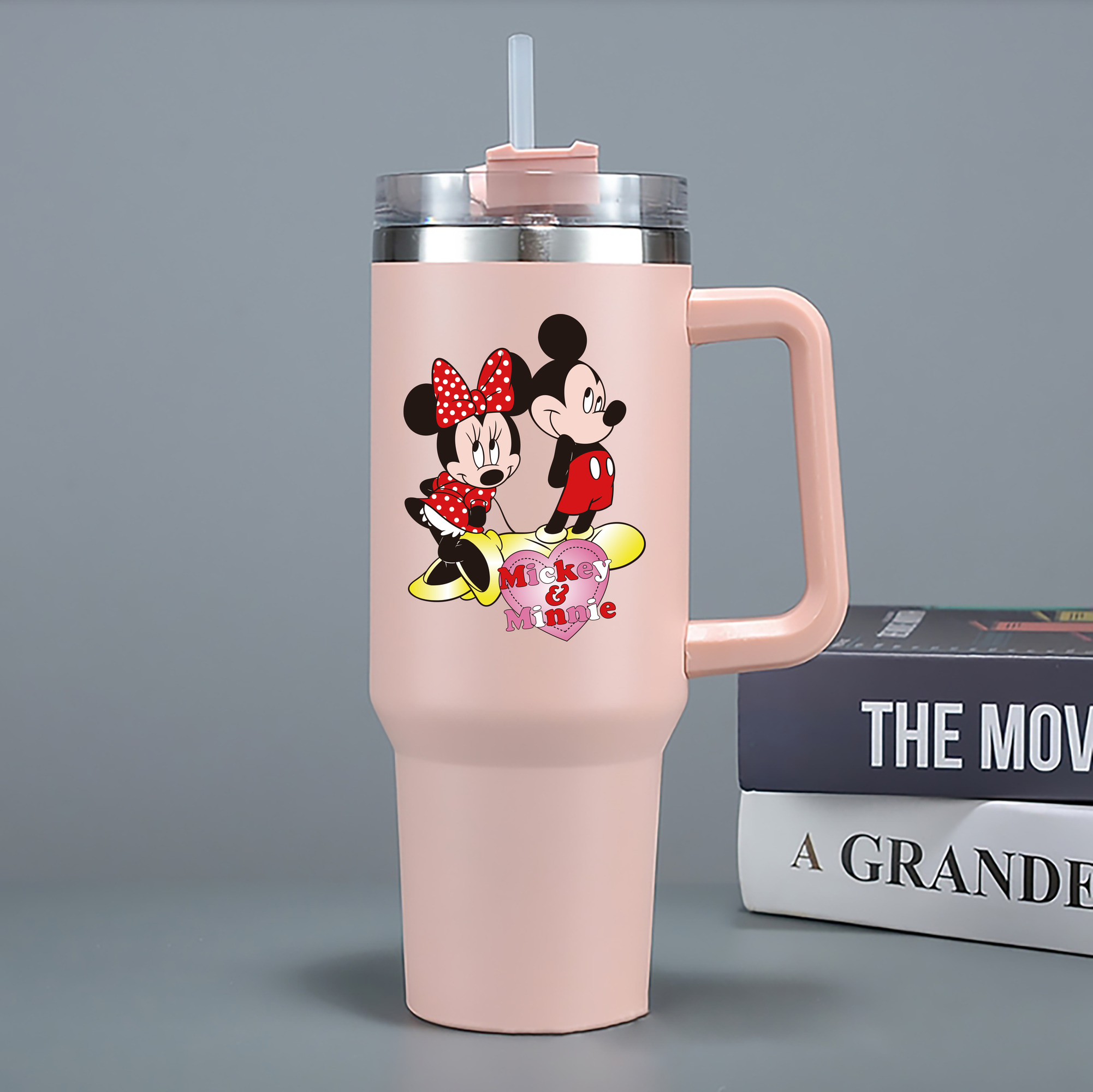 ミッキーマウス Mickey Mouse 1200mL車用タンブラー - クリスタルステッカー（プラスチックストロー付き）